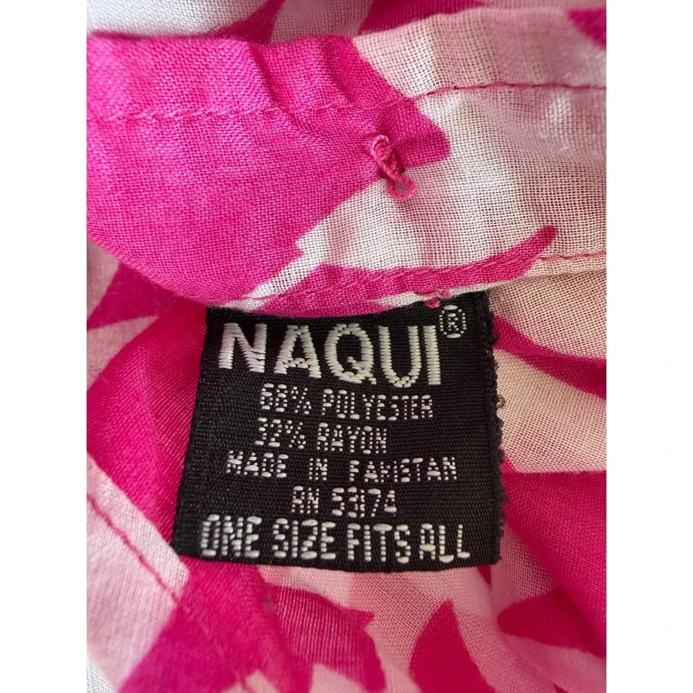 VTG Naqui Pink Floral Pleated Midi Dress O/S Boho Cottagecore Button Back - Picture 7 of 8